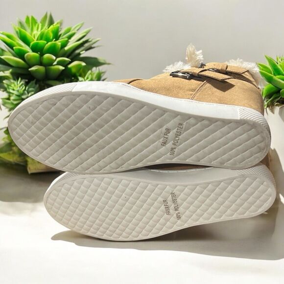 Steve Madden NYC Boots 8.5 Peytonn Tan Suede Faux Fur Ankle Winter Warm NEW - Picture 5 of 8